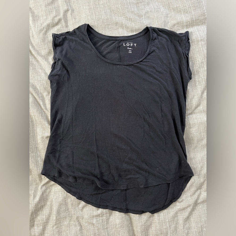LOFT linen short sleeve - black